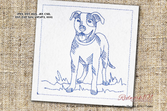 American Pit Bull Terrier Redwork: A Festive Embroidery Choice