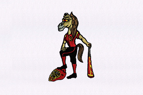 Baseball Playing Horse: A Charming Embroidery Design