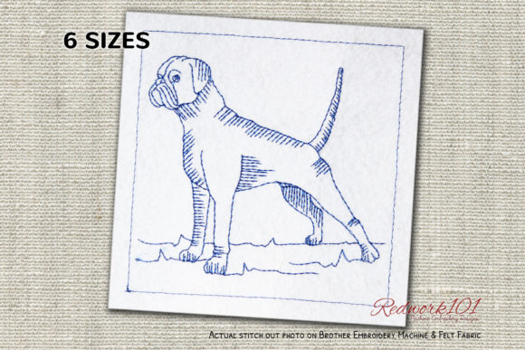 Boxer Dog Bluework: A Charming Embroidery Design