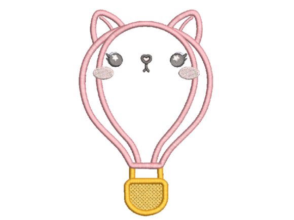 Cat Hot Air Balloon: A Charming Embroidery Design