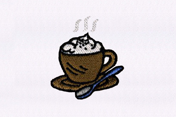 Cream Coffee Design: A Charming Embroidery Asset