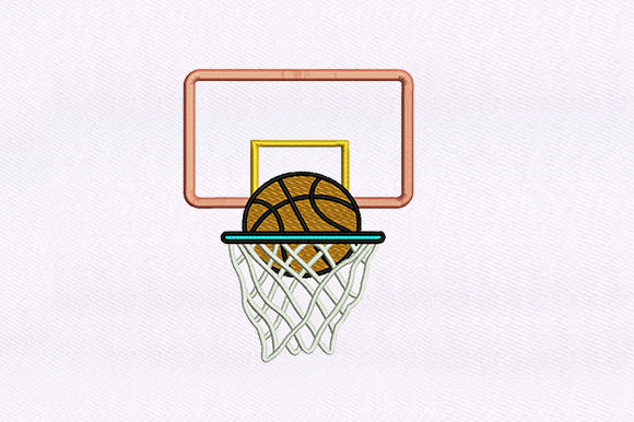 Creative Dunking Basketball Embroidery Design