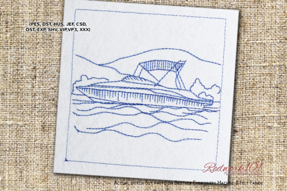 Deck Boat Redwork: A Premium Embroidery Design