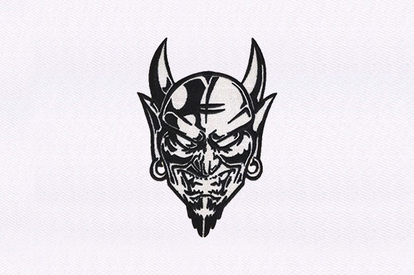 Devil Mask Design: A Spooky Embroidery Gem