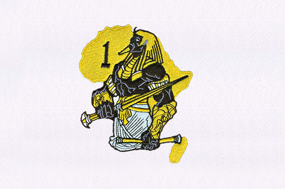 Egyptian Warrior: A Bold Embroidery Design