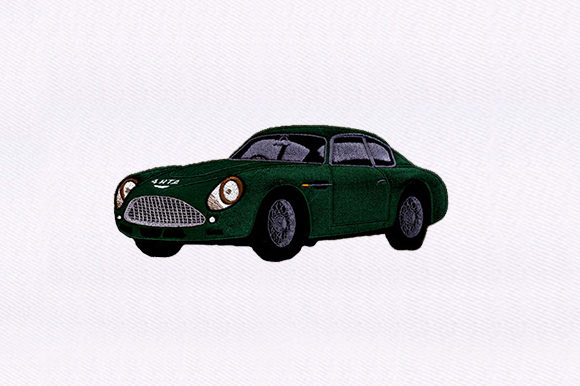 Green Vintage Car Design: A Classic Embroidery Gem