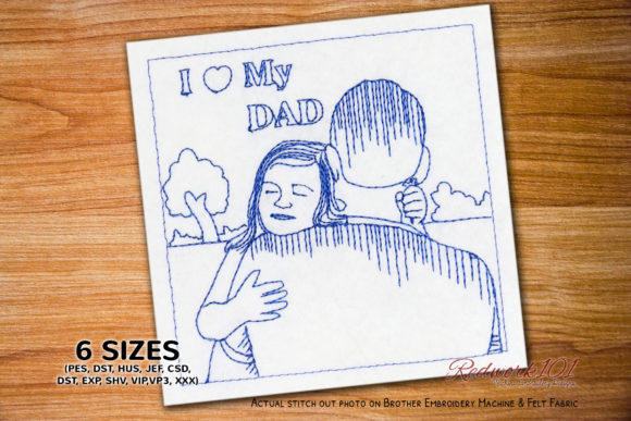 I Love My Dad Girl Redwork: A Versatile Design