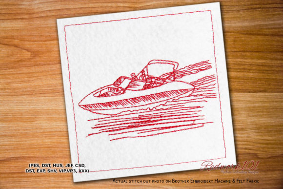 Jetski Speedboat Redwork: A Splash of Fun