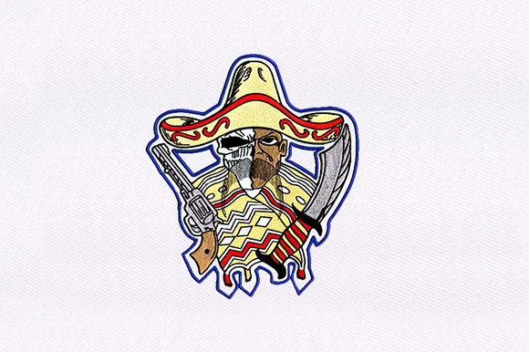 Mexican Man and Skull: A Unique Embroidery Design