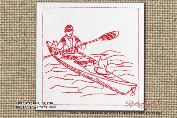 Paddle Boating: A Charming Embroidery Design