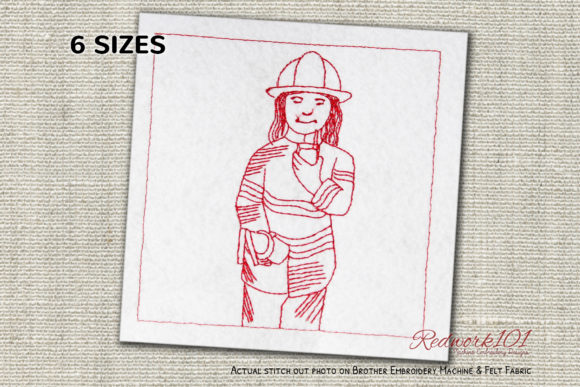 Review: Female Fire Fighter in Uniform Redwork
