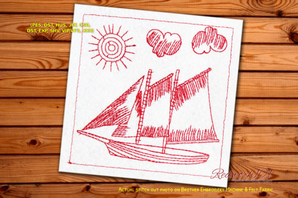Schooner Sailing Ship Lineart: A Nautical Embroidery Gem