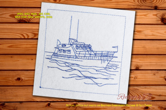 Trawler Boat Redwork: A Nautical Embroidery Gem