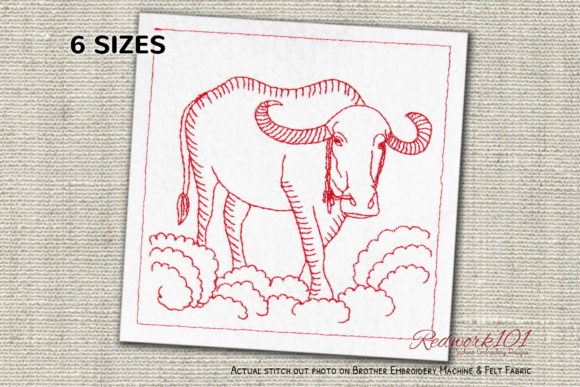 Water Buffalo Redwork: A Charming Addition